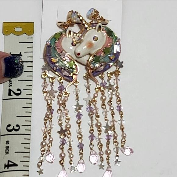 BETSY Johnson super long unicorn long tassel earrings new!!! - Picture 2 of 4